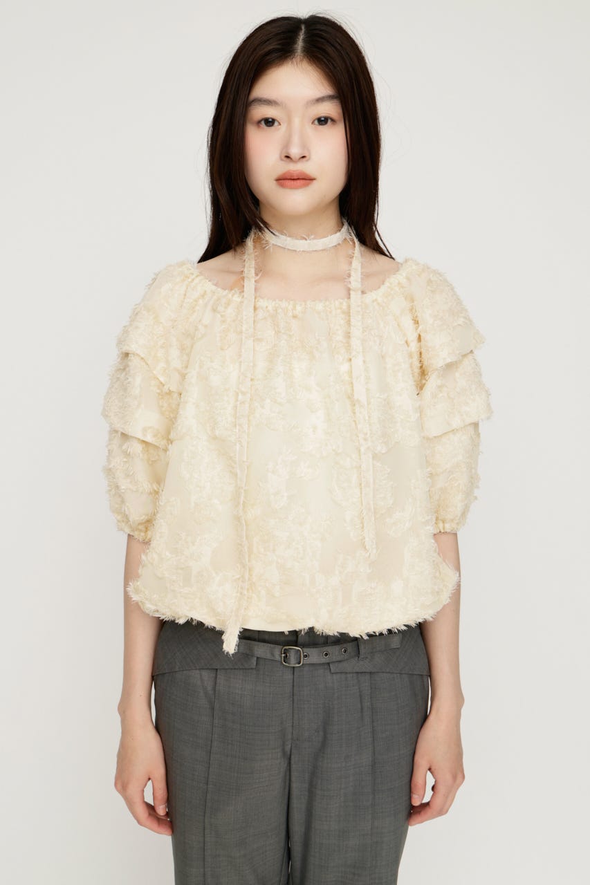 TUCK SLEEVE OFFSHOULDER トップス IVOY FREE