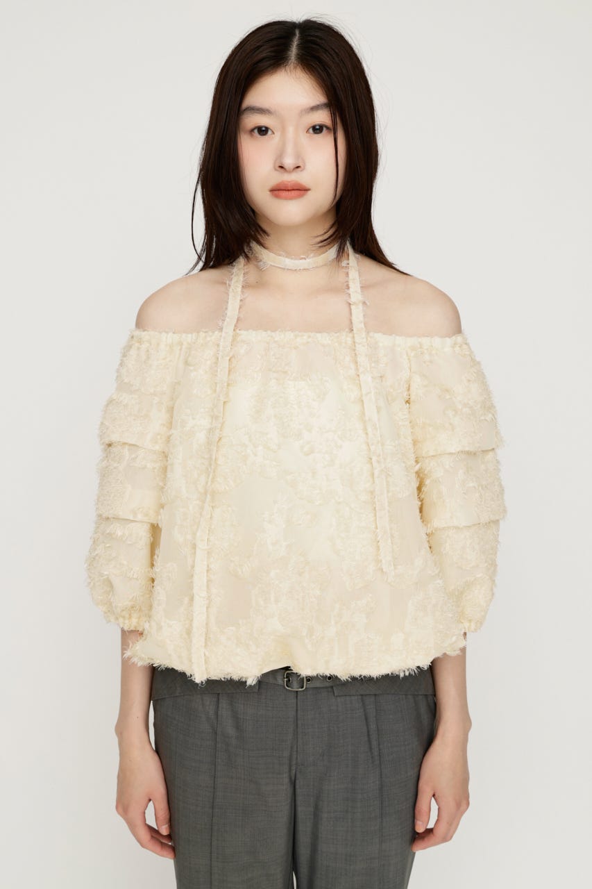 TUCK SLEEVE OFFSHOULDER トップス IVOY FREE