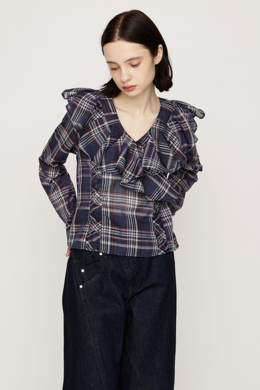 RAFFLE GATHER ブラウス M/NVY FREE