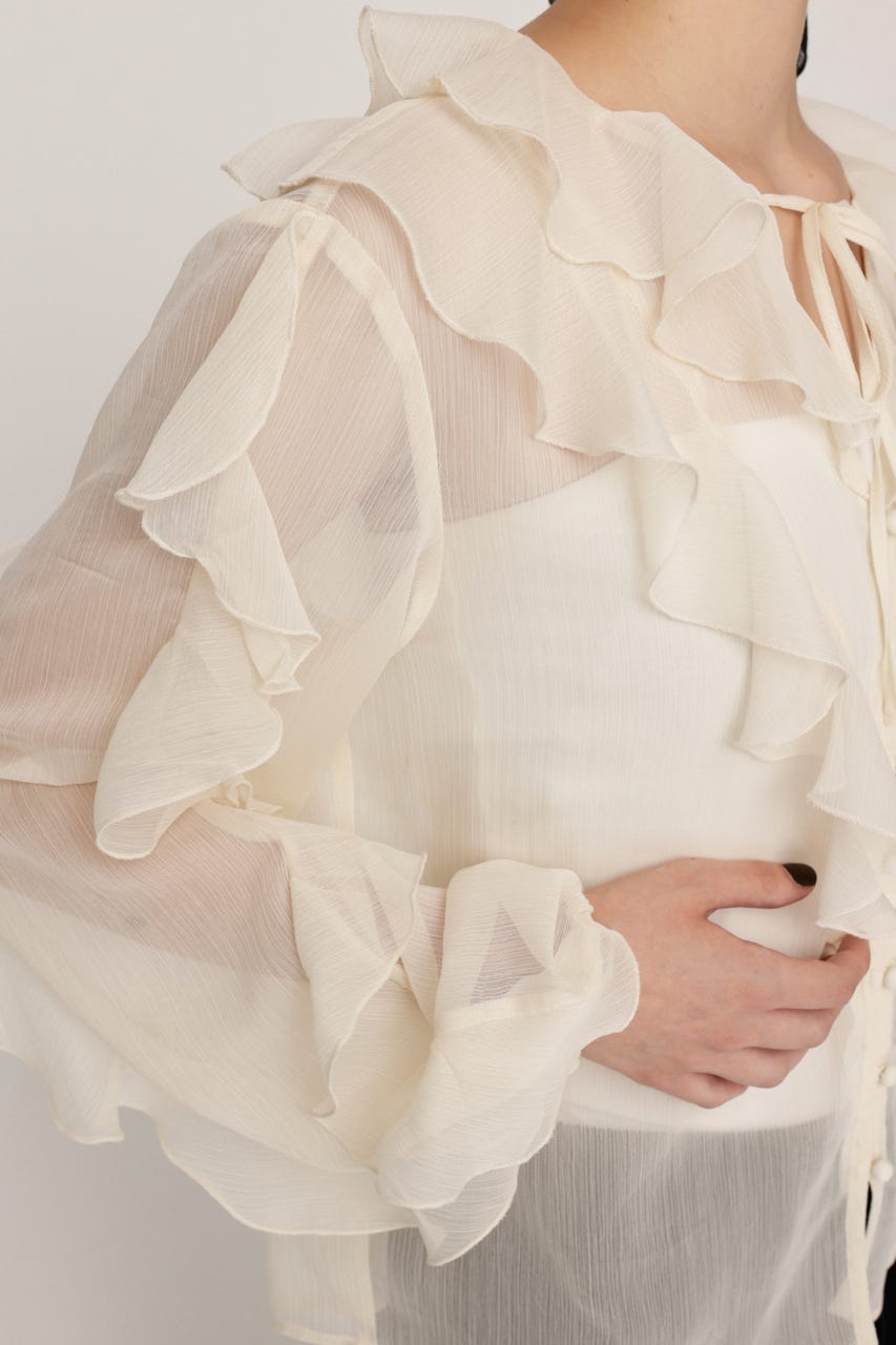 RIBBON FRILL ブラウス IVOY FREE