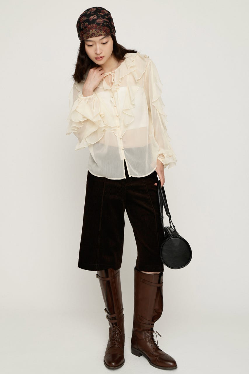 RIBBON FRILL ブラウス IVOY FREE
