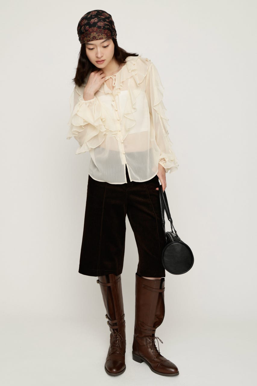 RIBBON FRILL ブラウス IVOY FREE