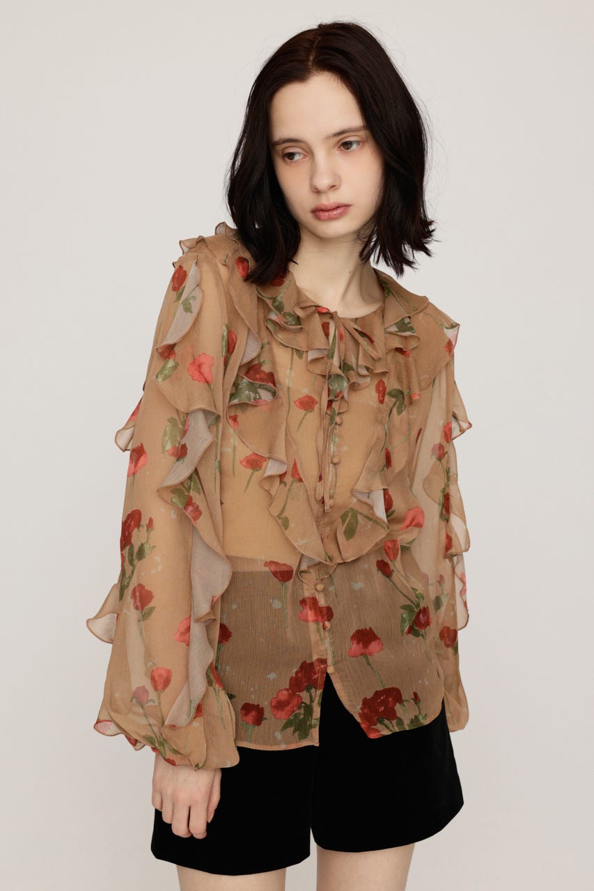 RIBBON FRILL ブラウス Multi_1 FREE