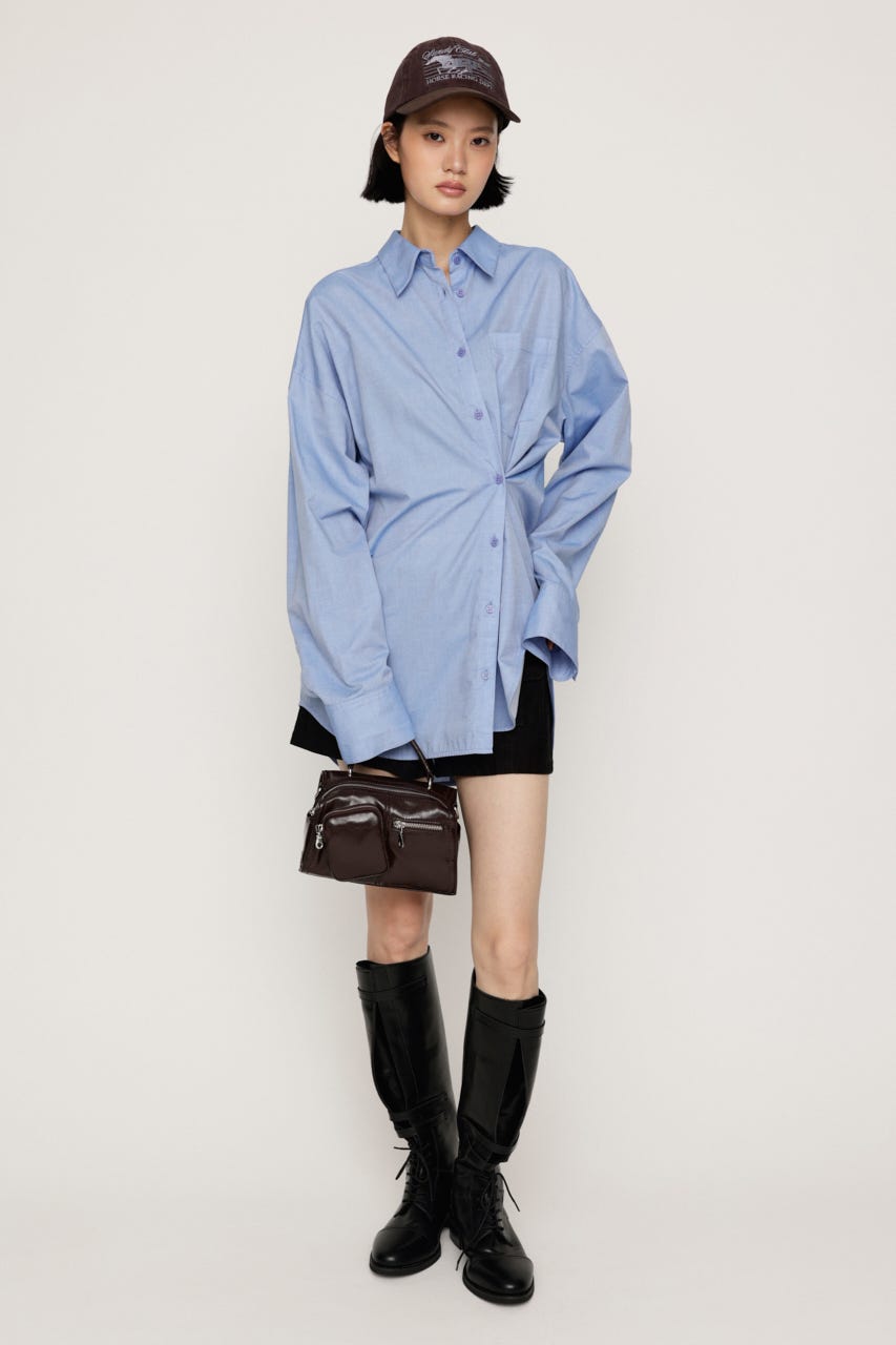2WAY ASYMMETRY シャツ BLU FREE