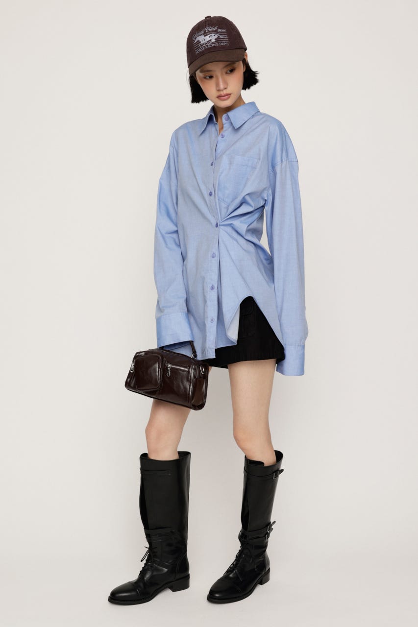 2WAY ASYMMETRY シャツ BLU FREE