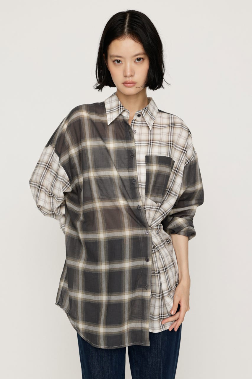 2WAY ASYMMETRY シャツ M/BEG FREE