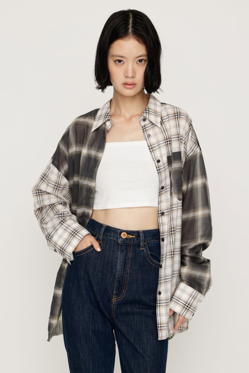 2WAY ASYMMETRY シャツ M/BEG FREE