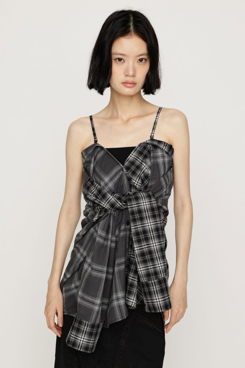 2WAY ASYMMETRY シャツ M/BLK FREE