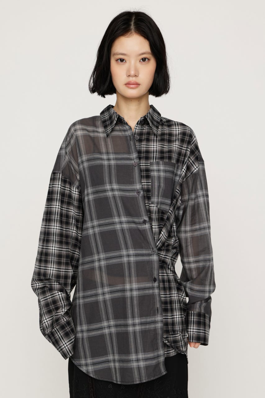 2WAY ASYMMETRY シャツ M/BLK FREE