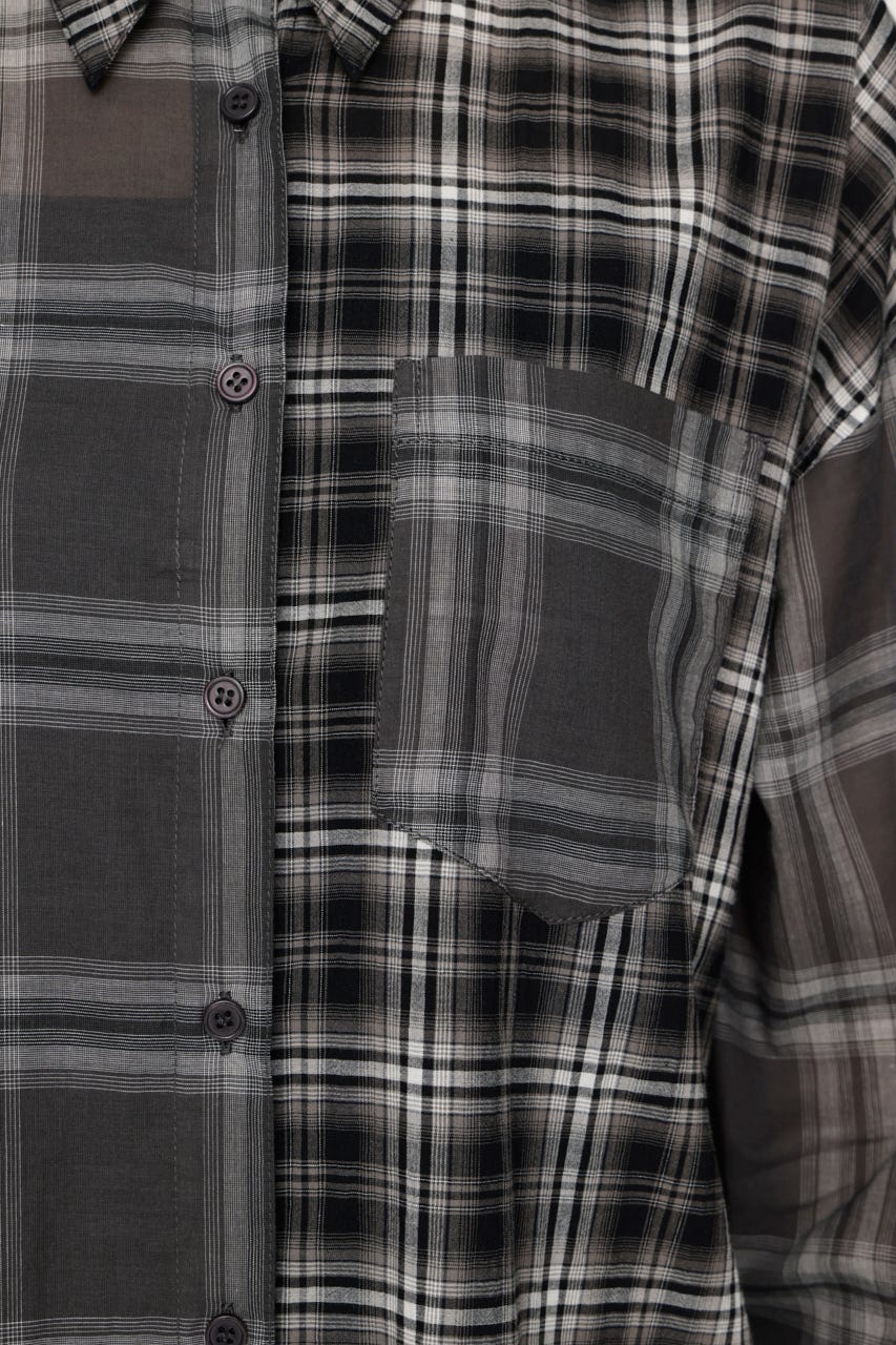 2WAY ASYMMETRY シャツ M/BLK FREE
