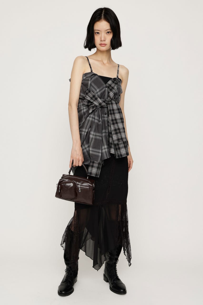 2WAY ASYMMETRY シャツ M/BLK FREE