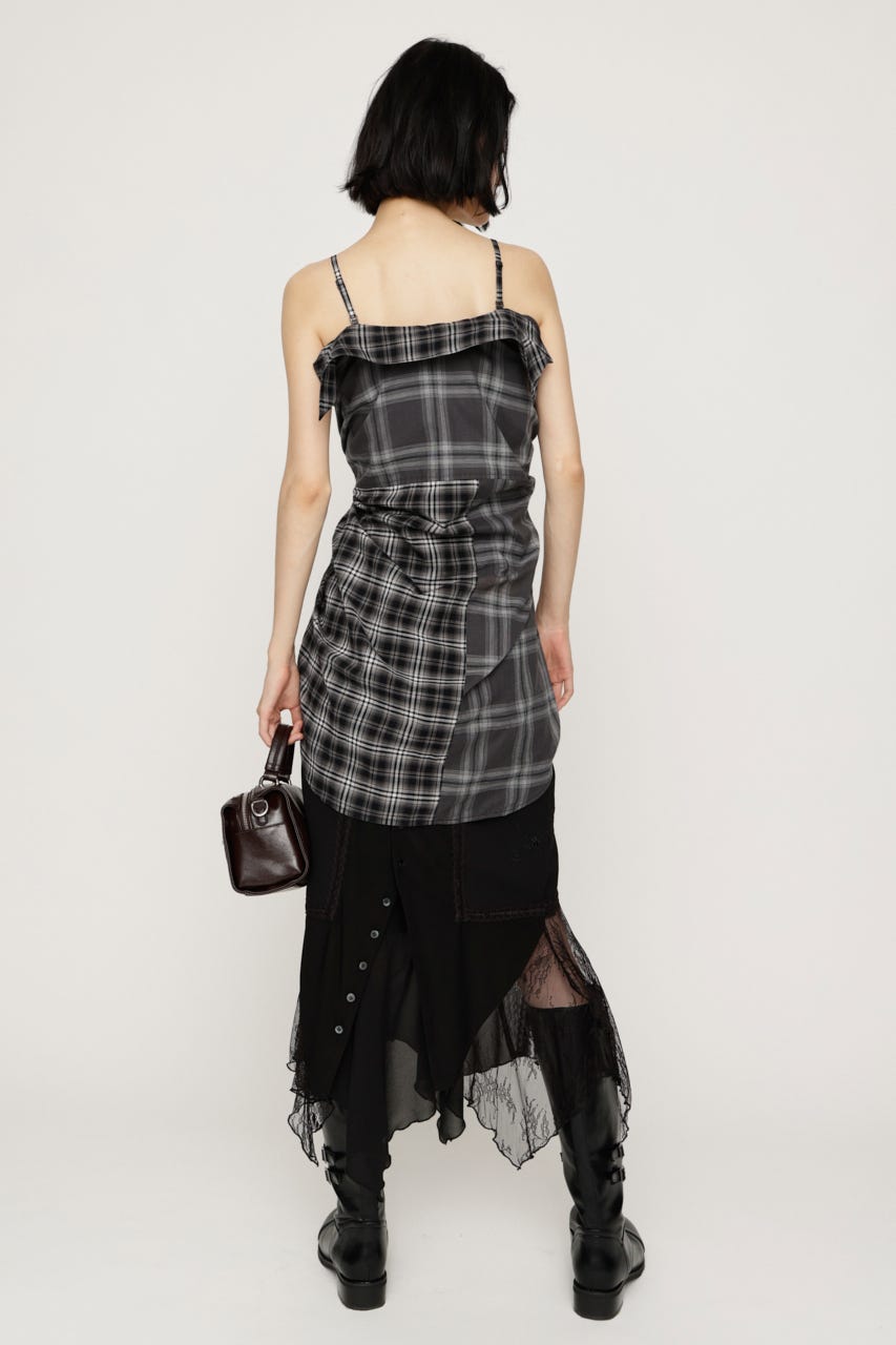 2WAY ASYMMETRY シャツ M/BLK FREE
