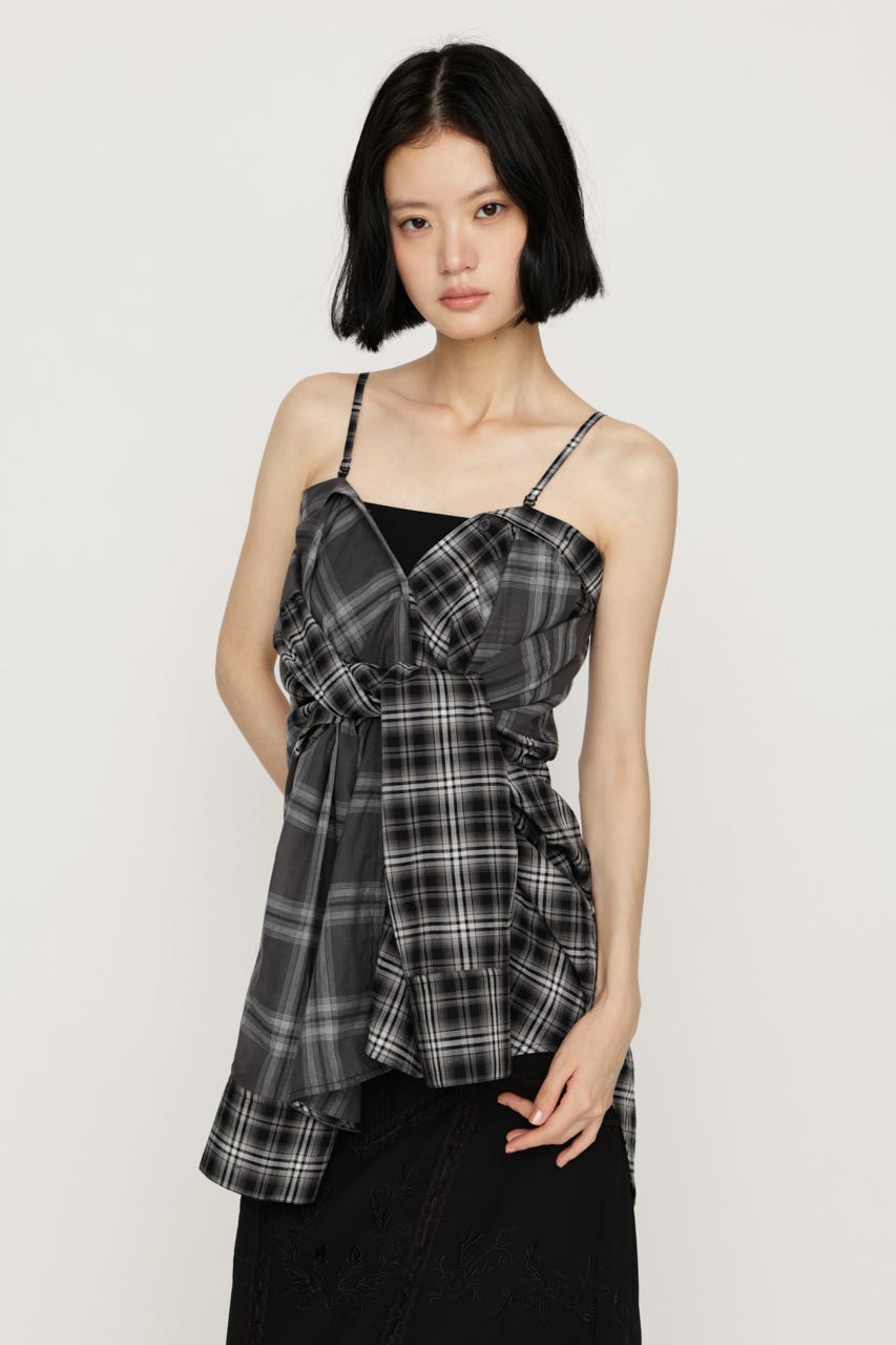 2WAY ASYMMETRY シャツ M/BLK FREE