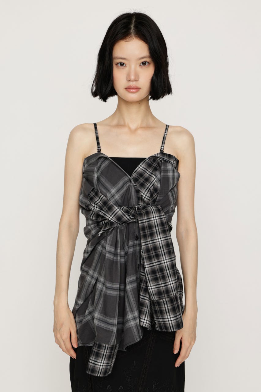 2WAY ASYMMETRY シャツ M/BLK FREE