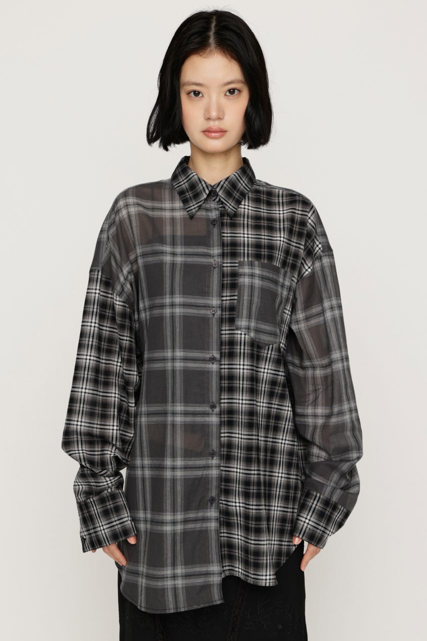 2WAY ASYMMETRY シャツ M/BLK FREE