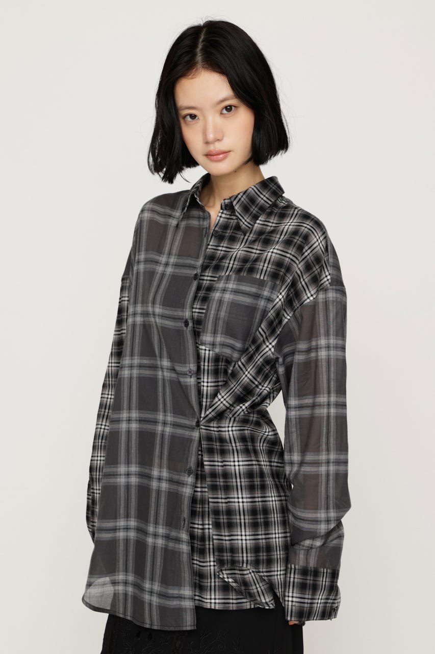 2WAY ASYMMETRY シャツ M/BLK FREE