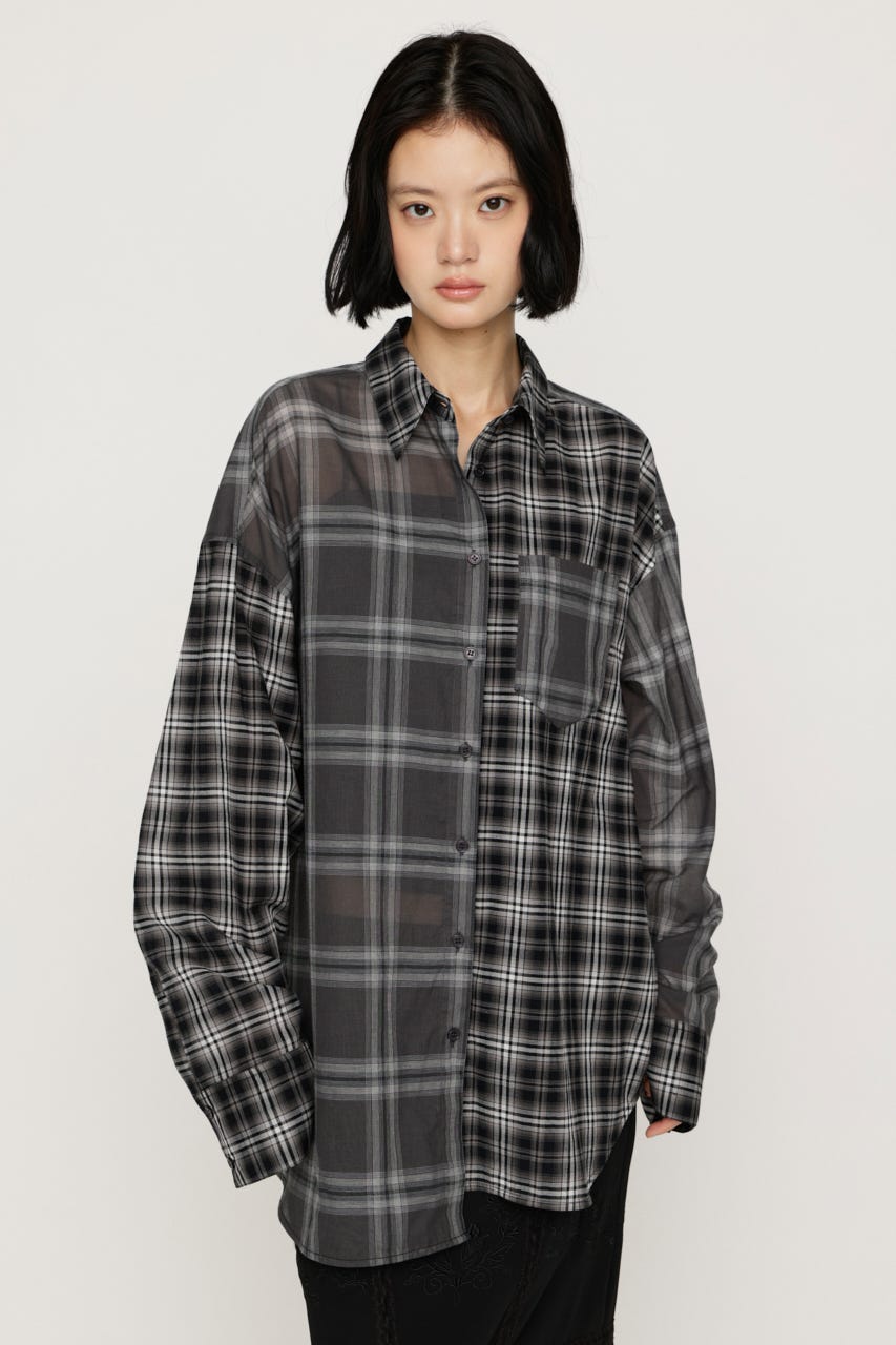 2WAY ASYMMETRY シャツ M/BLK FREE