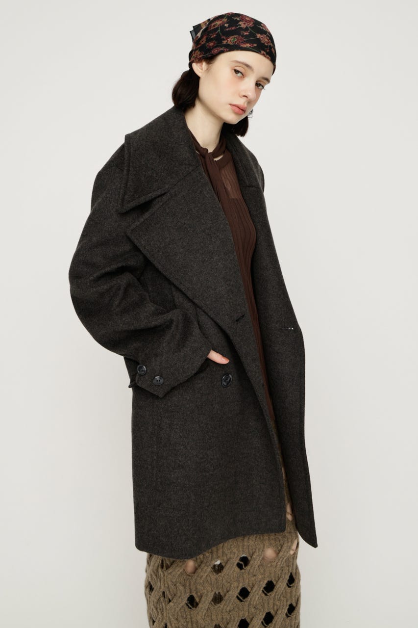 BIG COLLAR DOUBLE MIDI コート T.GRY FREE