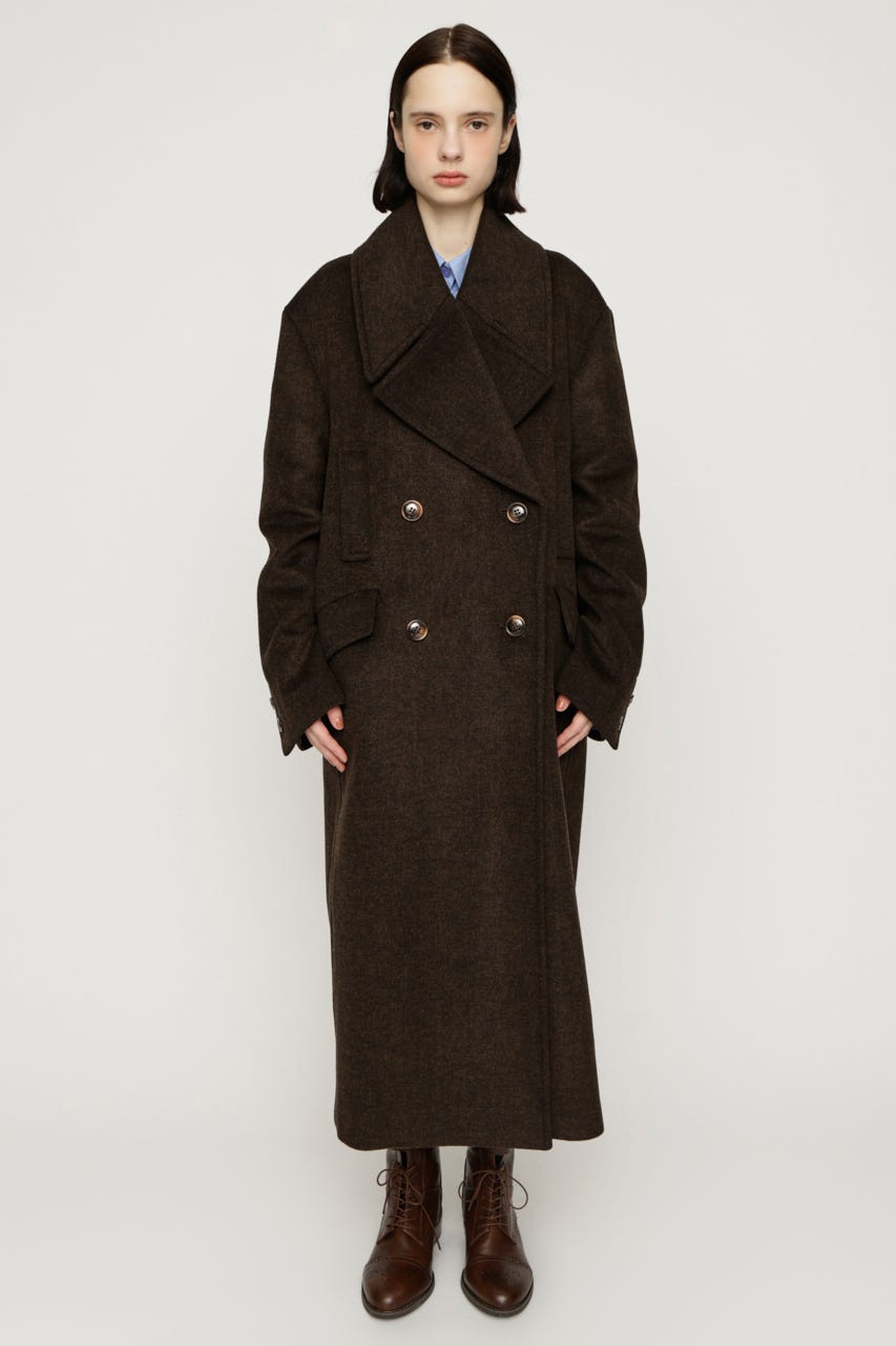 BIG COLLAR DOUBLE LONG コート BRN FREE
