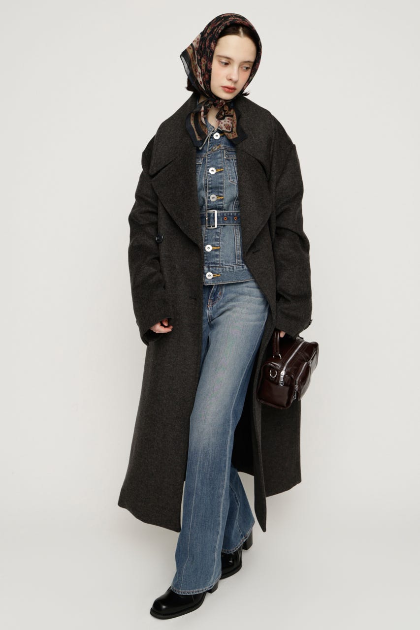 BIG COLLAR DOUBLE LONG コート T.GRY FREE