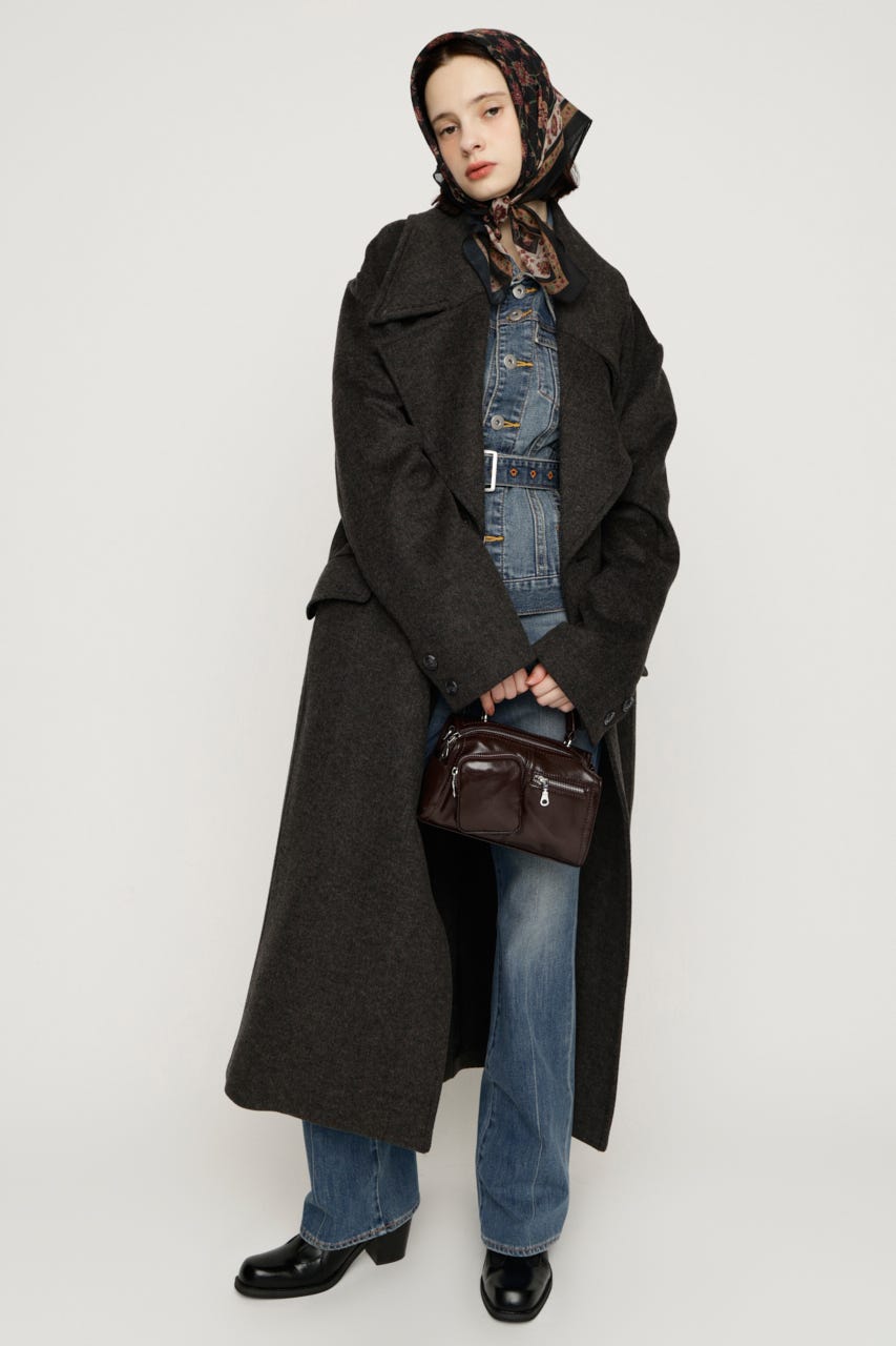 BIG COLLAR DOUBLE LONG コート T.GRY FREE