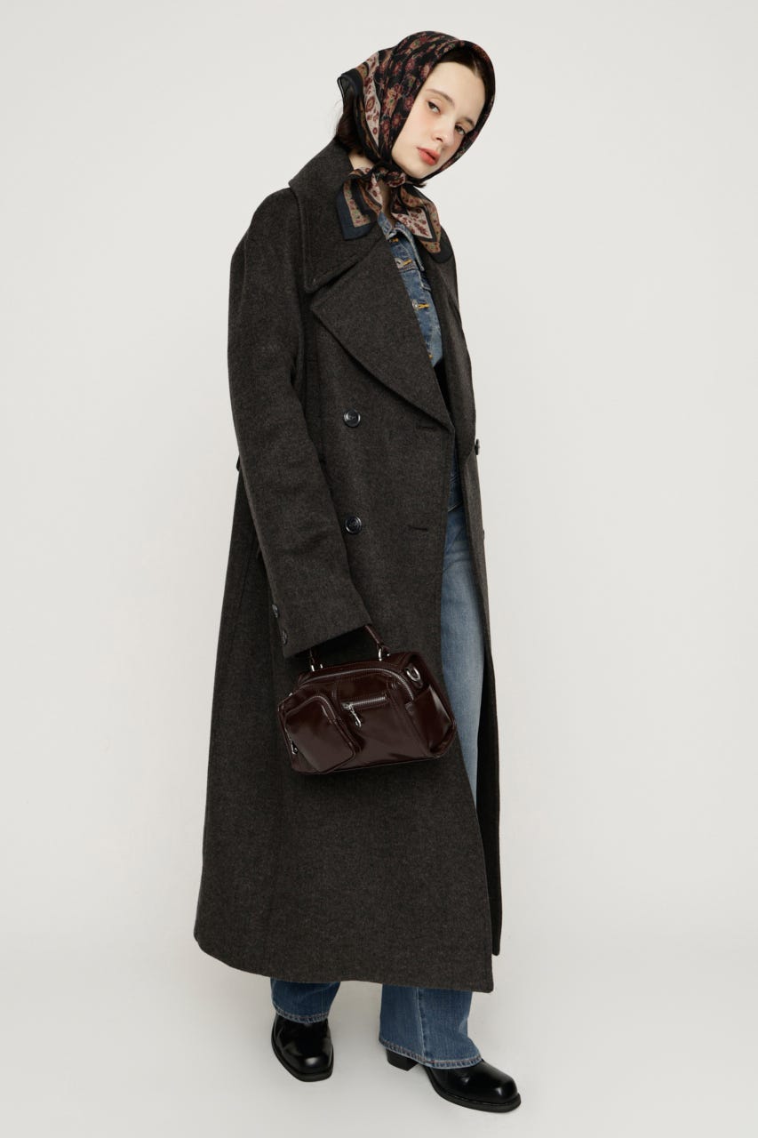 BIG COLLAR DOUBLE LONG コート T.GRY FREE