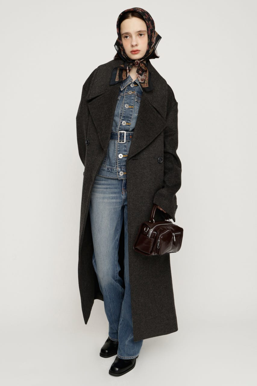 BIG COLLAR DOUBLE LONG コート T.GRY FREE