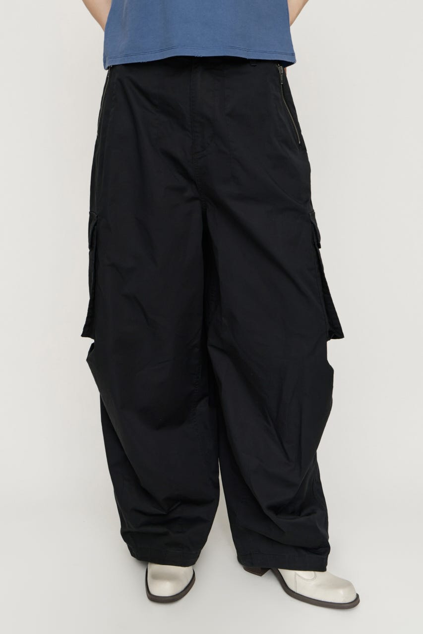 OVER LOOSE ZIP CARGO パンツ BLK 1