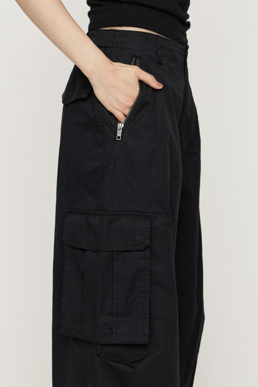 OVER LOOSE ZIP CARGO パンツ BLK 1