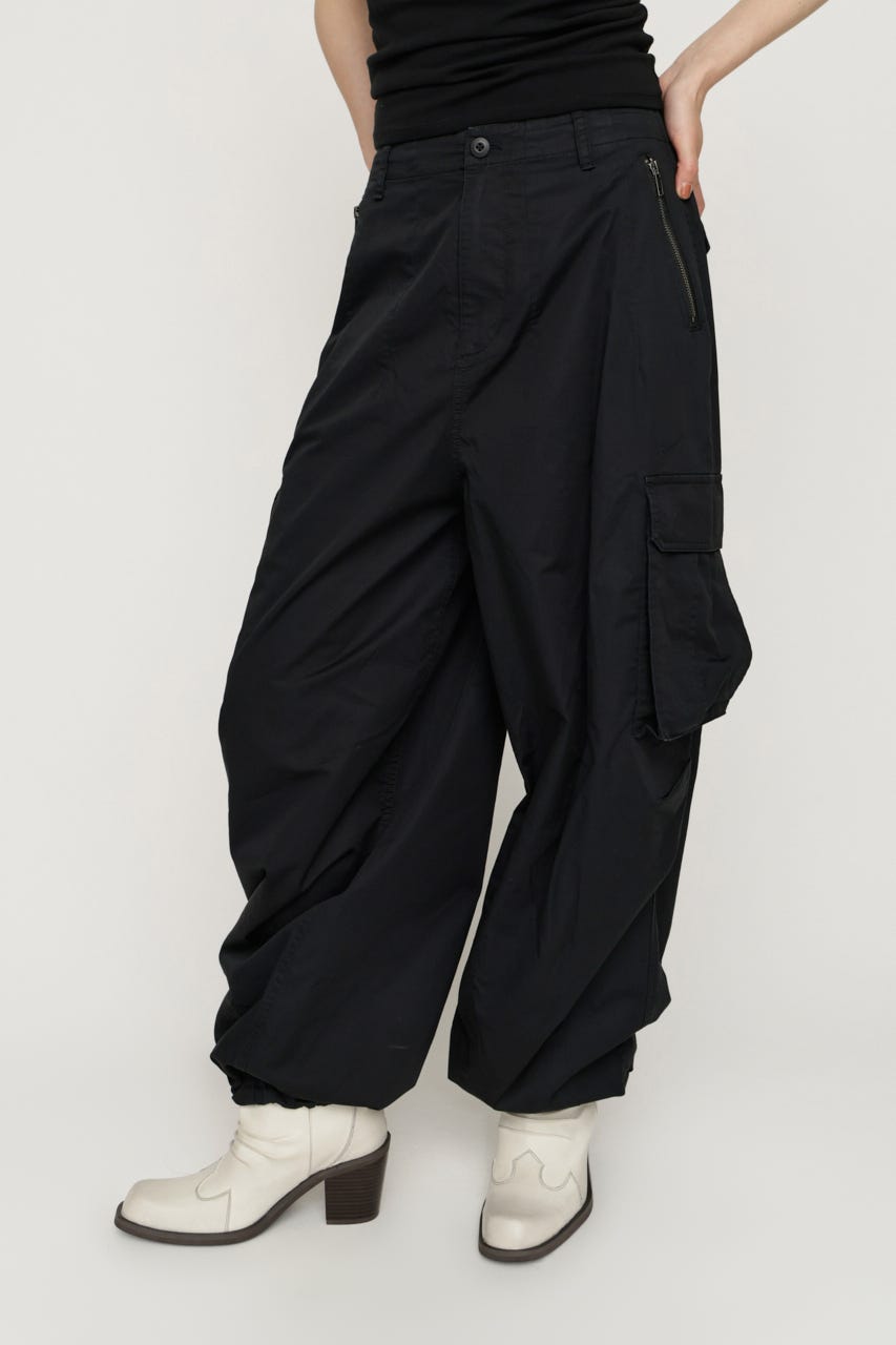 OVER LOOSE ZIP CARGO パンツ BLK 1