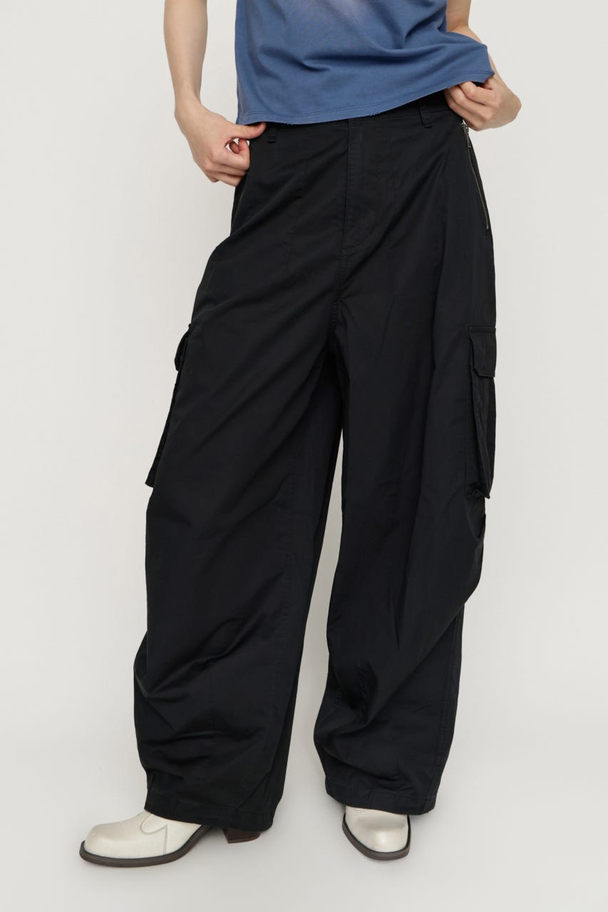 OVER LOOSE ZIP CARGO パンツ BLK 1