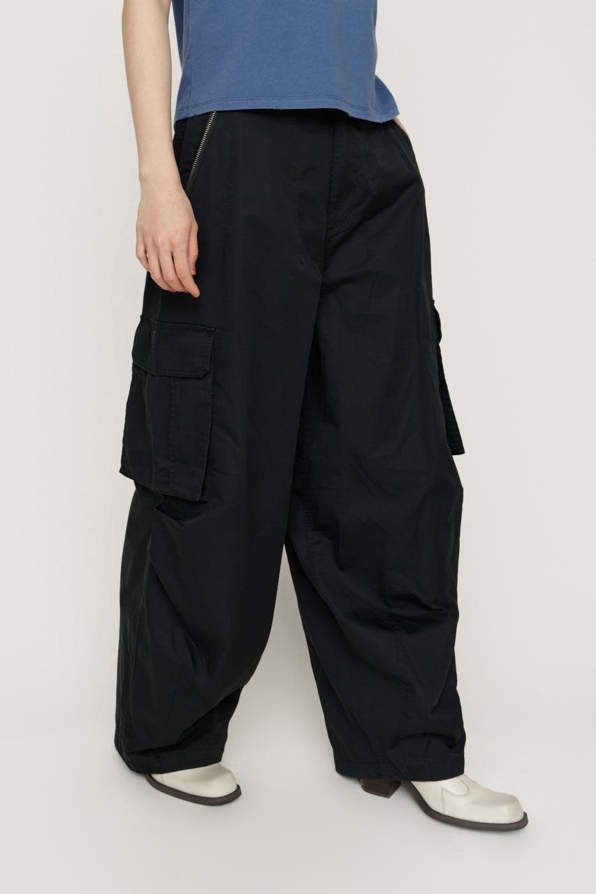 OVER LOOSE ZIP CARGO パンツ BLK 1