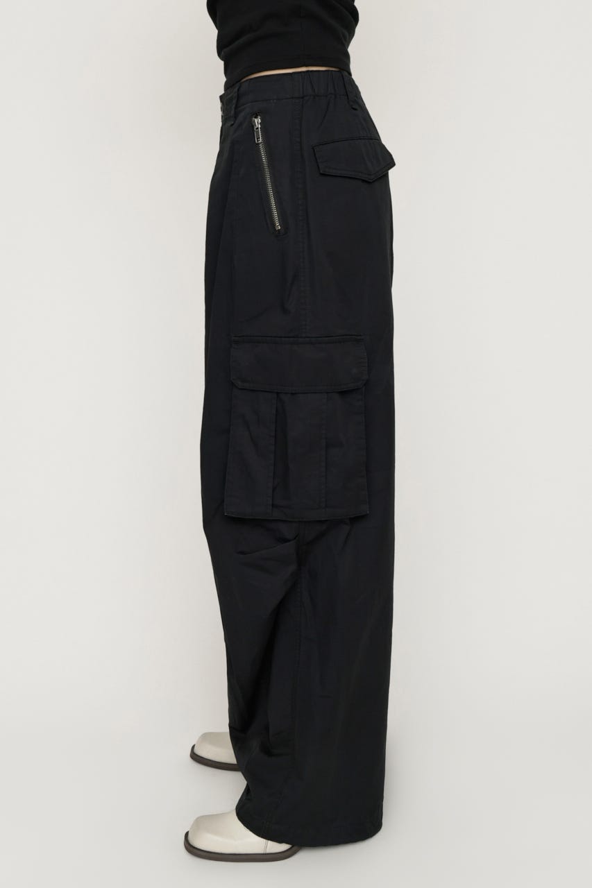 OVER LOOSE ZIP CARGO パンツ BLK 1