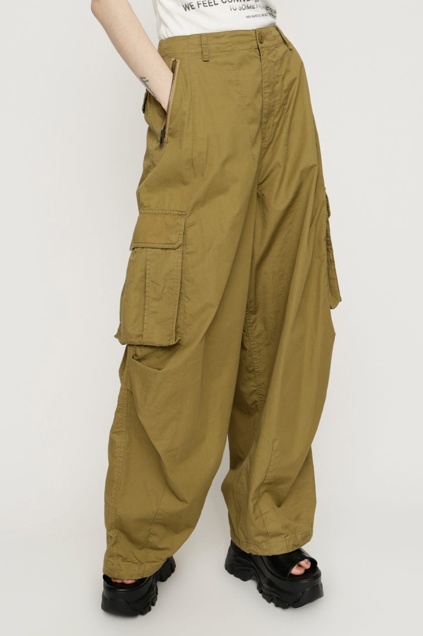 OVER LOOSE ZIP CARGO パンツ KHA 2