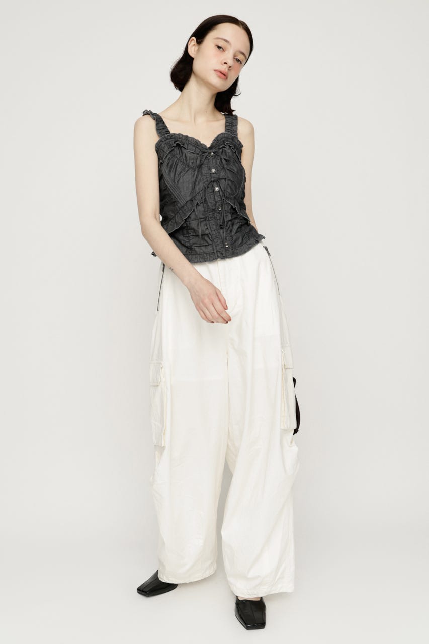 OVER LOOSE ZIP CARGO パンツ O/WHT 2