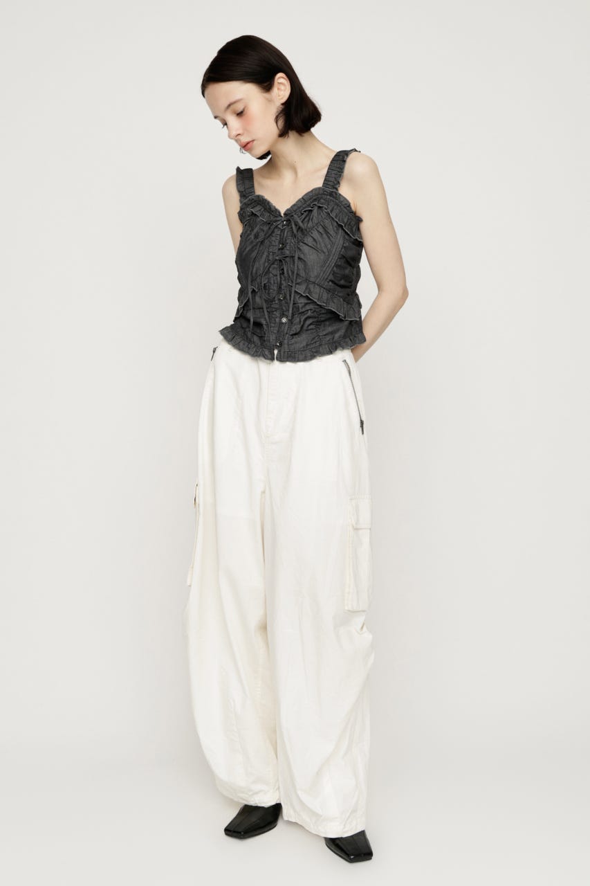 OVER LOOSE ZIP CARGO パンツ O/WHT 2