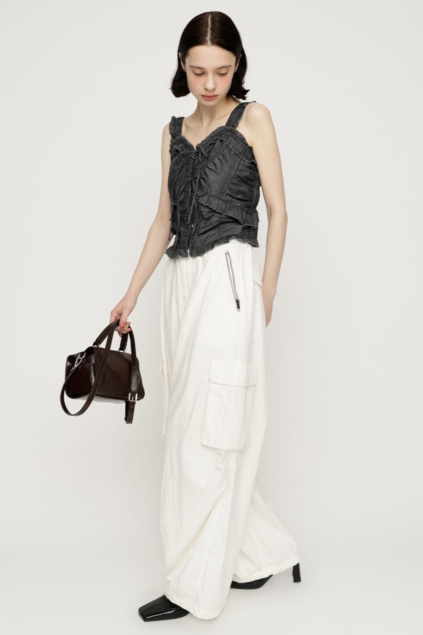 OVER LOOSE ZIP CARGO パンツ O/WHT 2