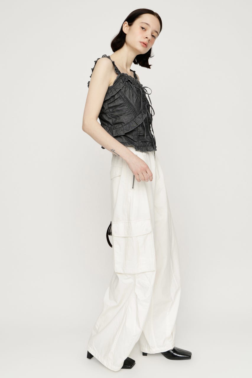 OVER LOOSE ZIP CARGO パンツ O/WHT 2