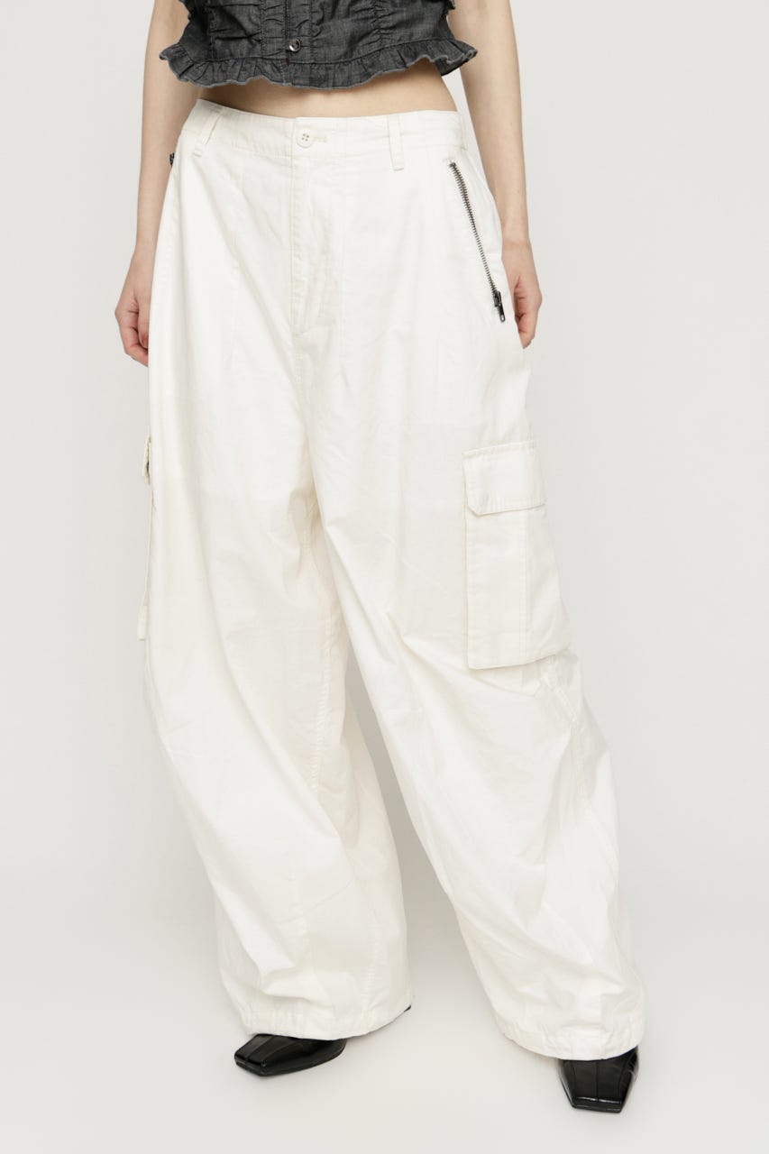 OVER LOOSE ZIP CARGO パンツ O/WHT 2