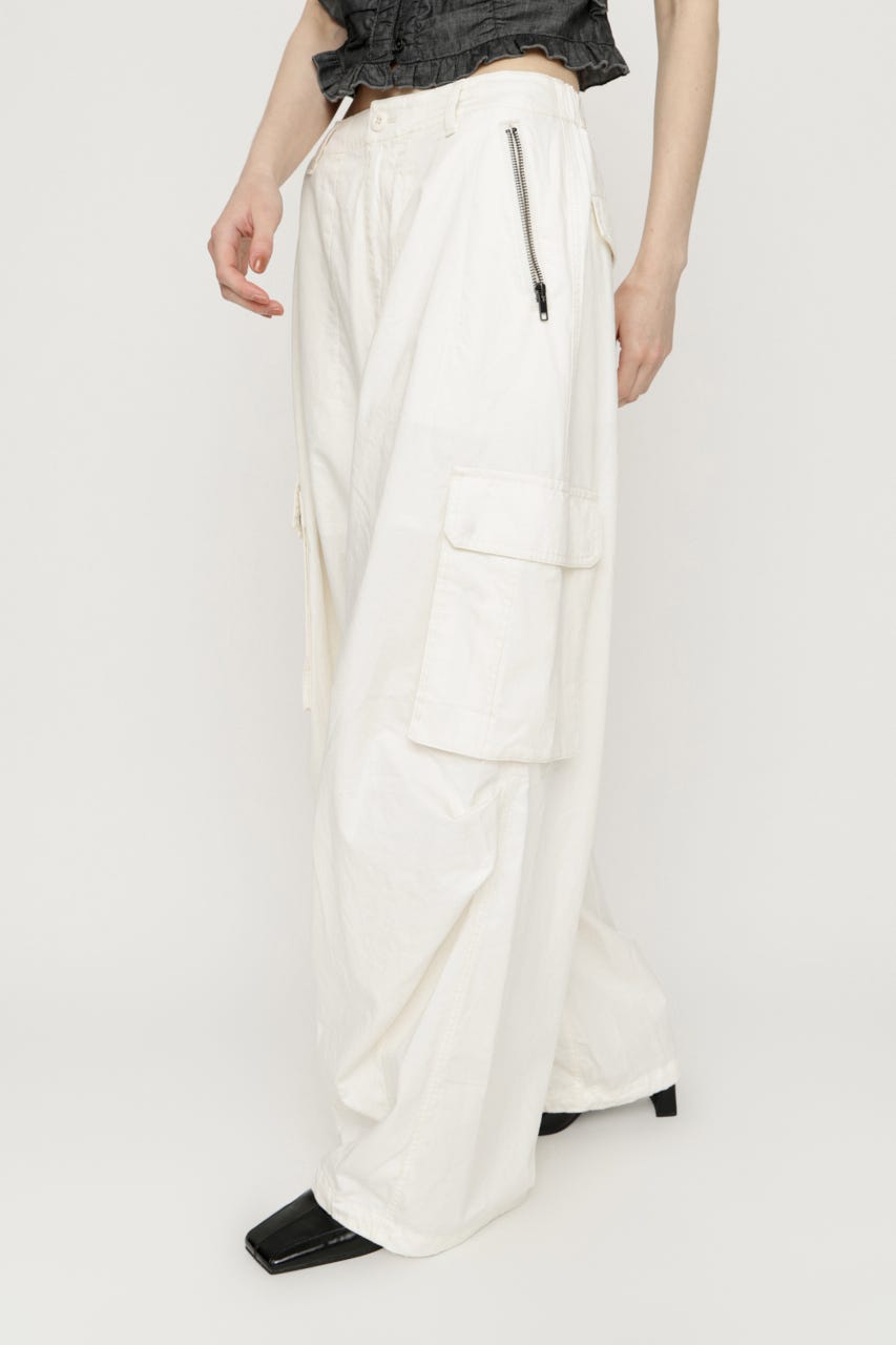 OVER LOOSE ZIP CARGO パンツ O/WHT 2