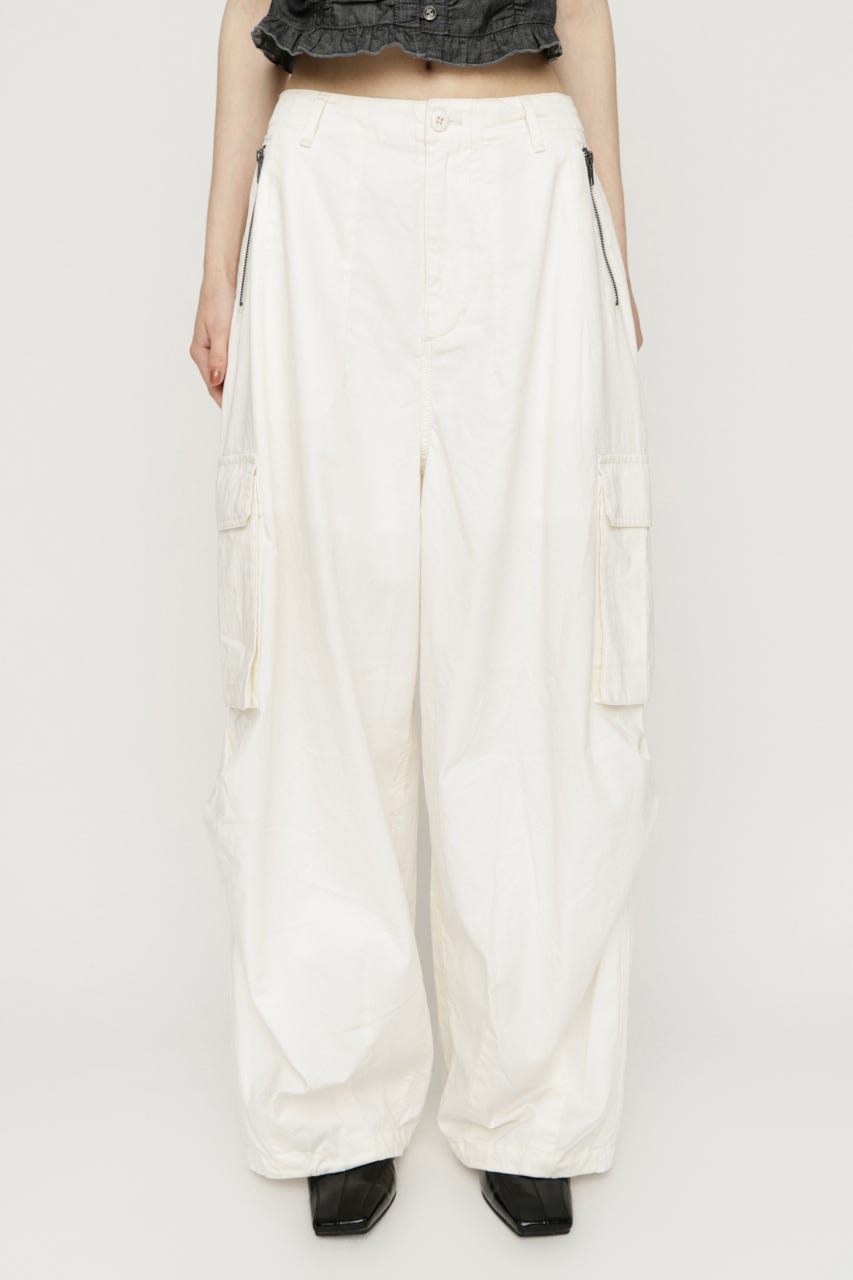 OVER LOOSE ZIP CARGO パンツ O/WHT 2