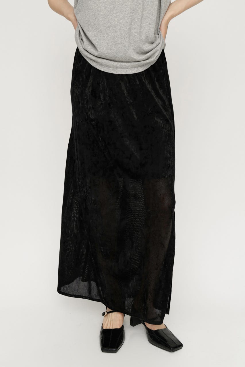SHEER CHENILLE ロングスカート BLK FREE