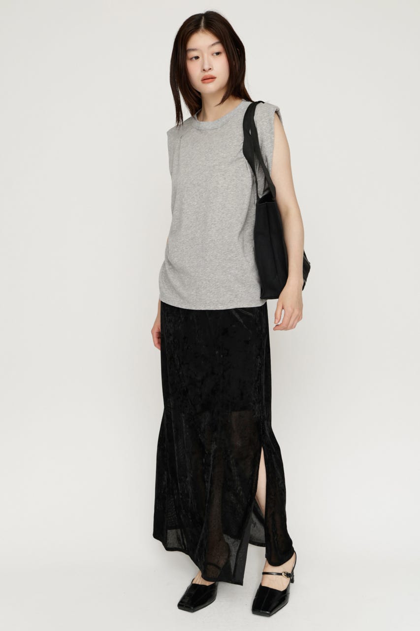 SHEER CHENILLE ロングスカート BLK FREE