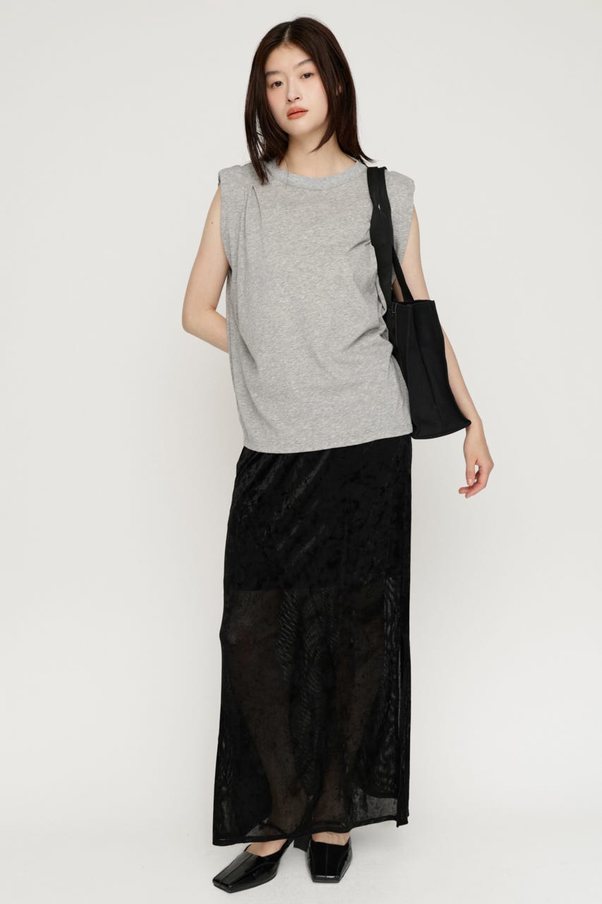 SHEER CHENILLE ロングスカート BLK FREE
