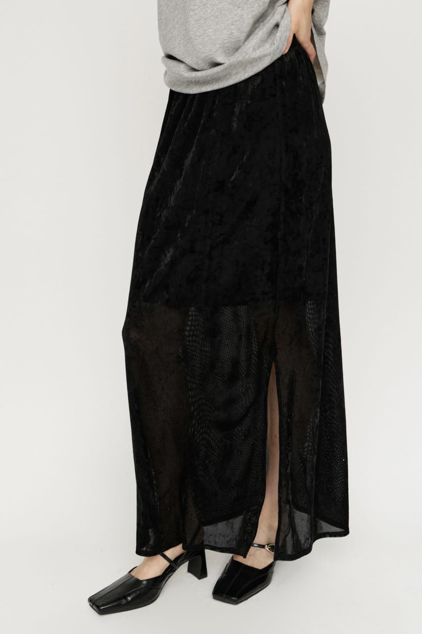 SHEER CHENILLE ロングスカート BLK FREE