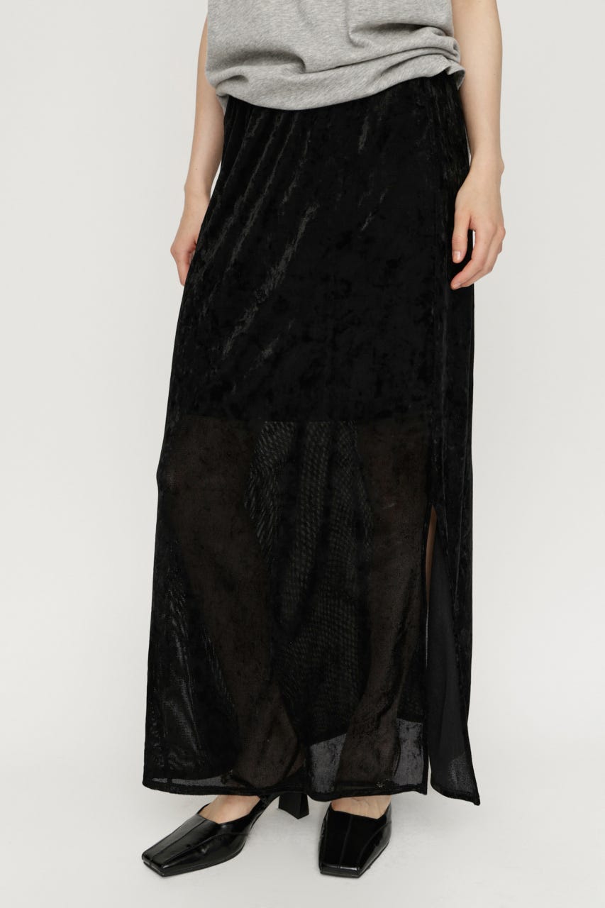 SHEER CHENILLE ロングスカート BLK FREE