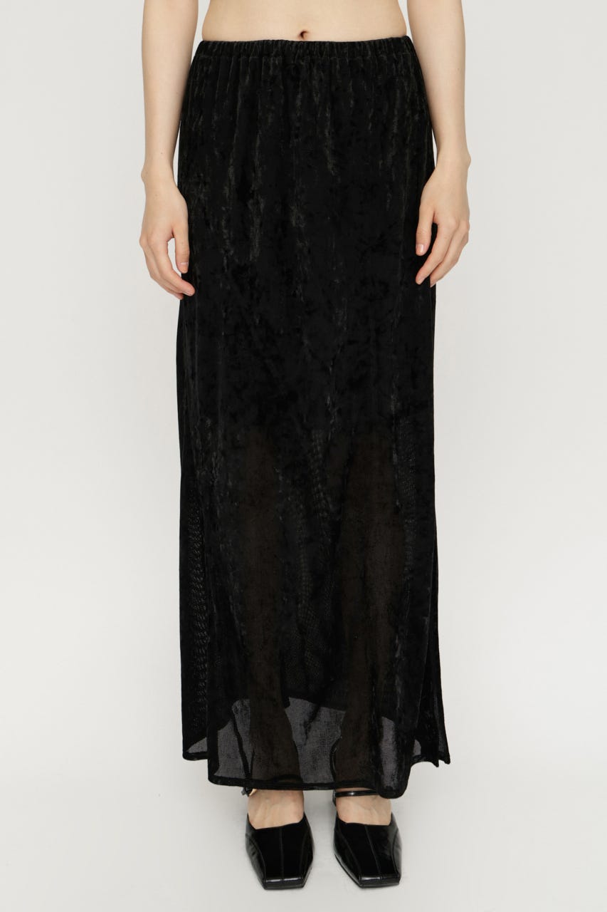 SHEER CHENILLE ロングスカート BLK FREE
