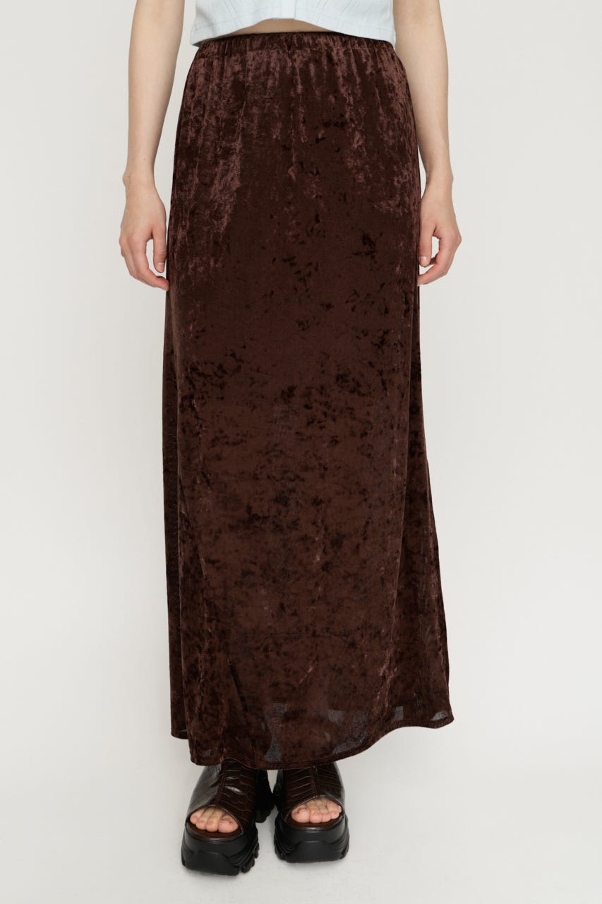 SHEER CHENILLE ロングスカート BRN FREE