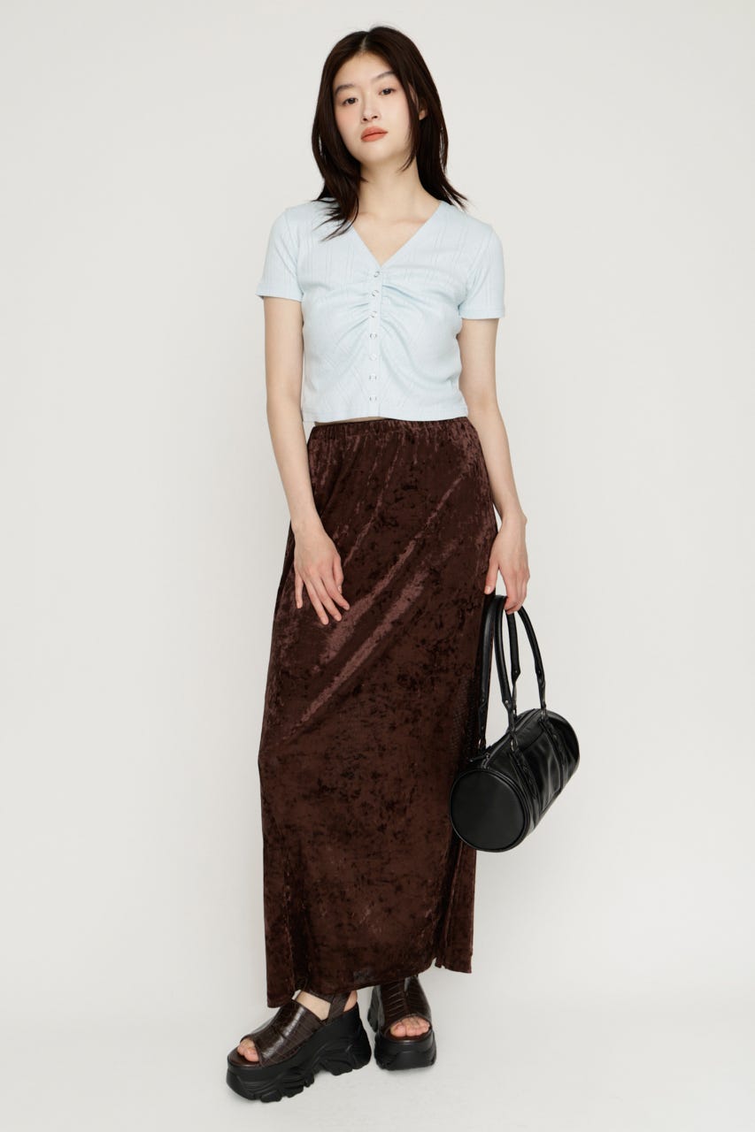 SHEER CHENILLE ロングスカート BRN FREE