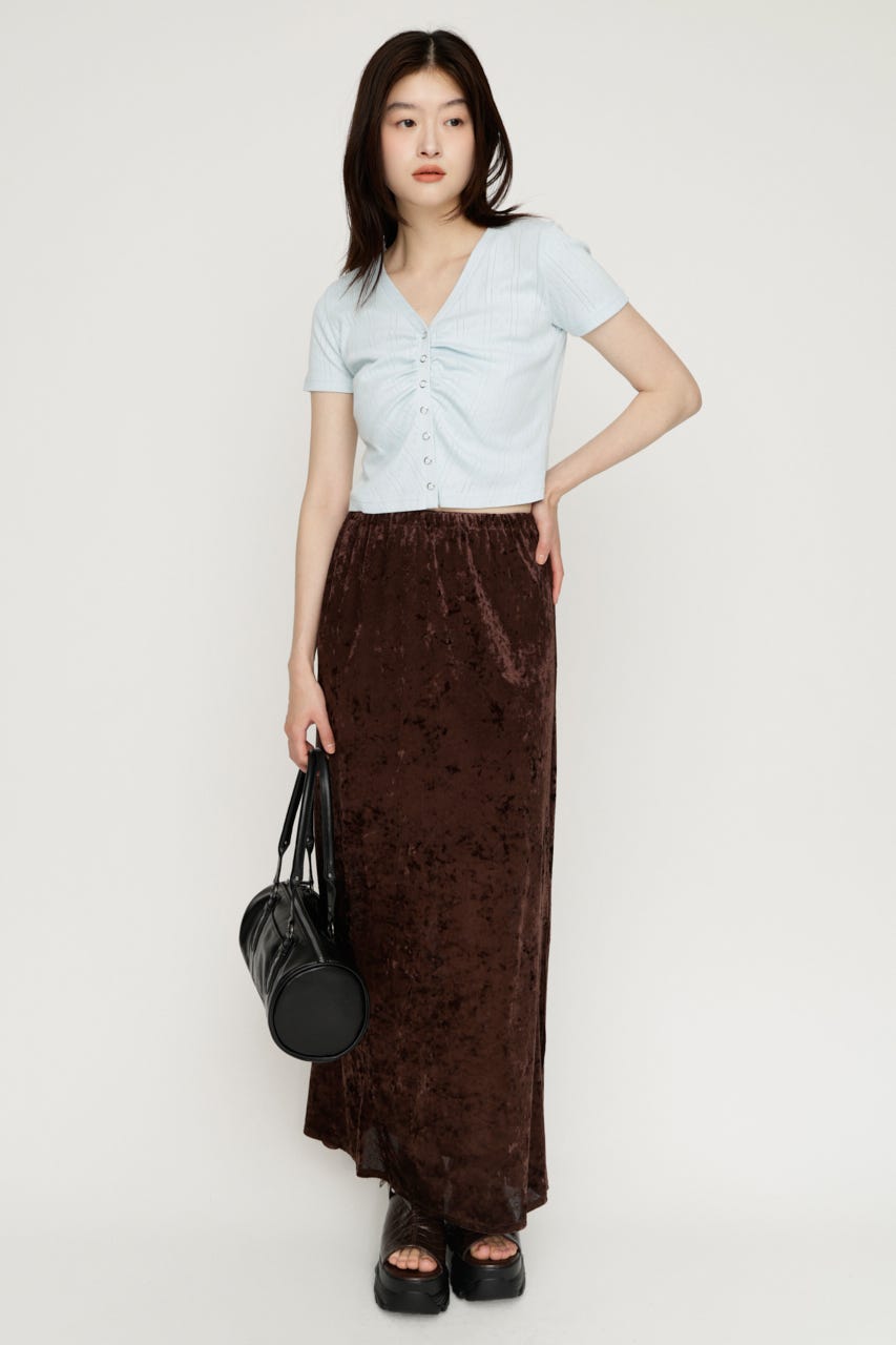 SHEER CHENILLE ロングスカート BRN FREE
